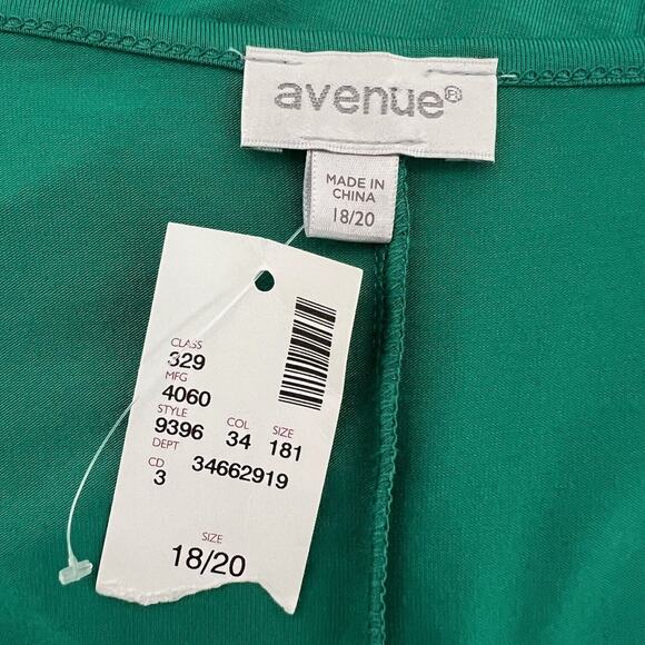 Avenue Womens A-Line Tunic Size 18/20 Green Short Sleeve Smocked Shoulders New - Picture 4 of 6
